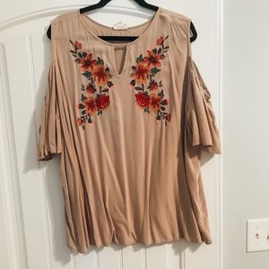 3XL Cold Shoulder Floral top